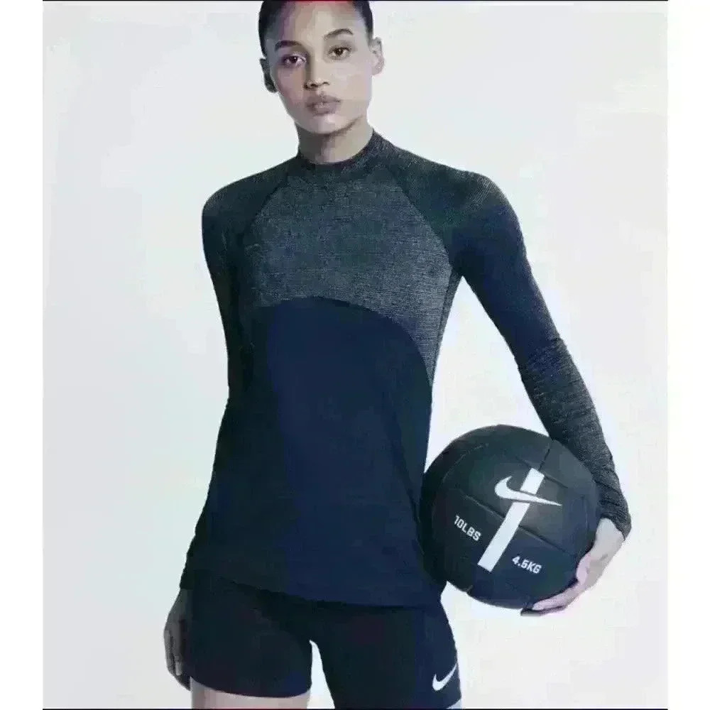 Nike Women’s‎ Pro Warm Dri-FIT Long Sleeve Training Top Black Metallic Size M